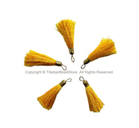 2 TASSELS Golden Yellow Tassels with Brass Caps - Quality Tassels Boho Mala Tassels Earring Tassels - Craft Tassels - T204-2