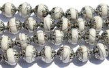 10 BEADS Tibetan White Crackle Resin Beads with Repousse Tibetan Silver Caps - TibetanBeadStore Tibetan Beads, Pendants, Jewelry - B2015-10 - TibetanBeadStore