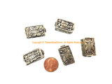1 BEAD - Repousse Carved Tibetan Silver Rectangular Box Shaped Tibetan Bead with Butterfly & Floral Details - Tibetan Metal Beads - B3080D-1