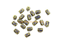 4 BEADS Tibetan Lapis & Brass Inlay Barrel Beads - Tibetan Beads Tribal Beads - 8mm x 11mm - Barrel Tube Cylinder Beads - B3482-4