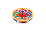 Tibetan Lotus Flower Design Handmade Wood Incense Burner from Nepal - IB89