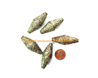 1 BEAD BIG Ethnic Tribal Metal Floral Bicone Bead - Handmade Long Tibetan Silver BiCone Beads - Tribal Beads - B3515-1