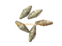 1 BEAD BIG Ethnic Tribal Metal Floral Bicone Bead - Handmade Long Tibetan Silver BiCone Beads - Tribal Beads - B3515-1
