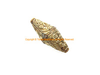 1 BEAD BIG Ethnic Tribal Metal Floral Bicone Bead - Handmade Long Tibetan Silver BiCone Beads - Tribal Beads - B3515-1