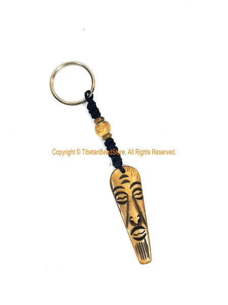 Handmade Ethnic Tribal Face Bone Key Chain Key Ring - KC88