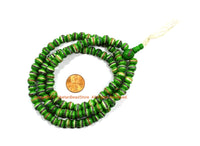 Light Green Bone Prayer Beads with Turquoise, Coral & Metal Inlays - 8mm Size 108 Beads - Tibetan Bone Mala - Bone Prayer Beads- PB163