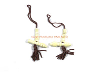 Tibetan Mala Counter Carved White Bone Bell & Vajra Set - Prayer Bead Mala Making Supplies - T252