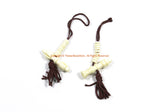 Tibetan Mala Counter Carved White Bone Bell & Vajra Set - Prayer Bead Mala Making Supplies - T252