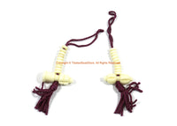 Tibetan Mala Counter Carved White Bone Bell & Vajra Set - Prayer Bead Mala Making Supplies - T253