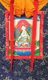 White Tara Sitatara Tibetan Thangka with High Quality Silk Brocade Framing - TH100