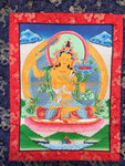 Manjushri Buddha Tibetan Thangka with High Quality Silk Brocade Framing - TH97