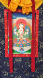 Chenrezig Buddha Avalokiteshvara Tibetan Thangka with High Quality Silk Brocade Framing - TH99