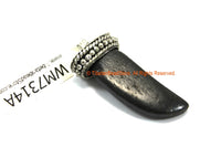 Small Dark Bone Tibetan Horn Pendant with Silver Toned Cap - Boho Tibetan Style Bone Horn Pendant - Jewelry Making Supplies - WM7314A