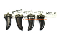 Small Dark Bone Tibetan Horn Pendant with Silver Toned Cap - Boho Tibetan Style Bone Horn Pendant - Jewelry Making Supplies - WM7314B