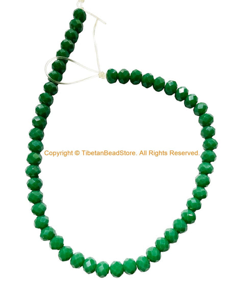 Faceted Rondelle Emerald Green Jade Gemstone Beads 4mm x 6mm Size Beads - Gemstone Beads Strand - Spacer Beads Gemstone Beads - GS34