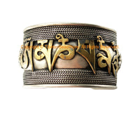 LARGE Handmade Tibetan Vajra & Mantra Cuff Bracelet - UNISEX Tibetan Cuff Bracelet - Tibetan Jewelry - C219