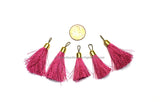 5 TASSELS Mauve Pink Silk Tassels with Gold Toned Brass Caps - Quality Tassels Boho Tassels Earring Tassels - Craft Tassels - T205-5