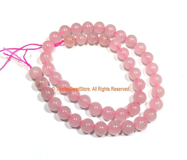 8mm Rose Quartz Round Beads - 1 STRAND Round Beads - 15 Inches 45 Plus Beads Gemstone Beads Strand - Jewelry Making Bead Supplies - GM93