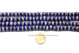 20 BEADS 8mm Tibetan Lapis Blue Color Bone Beads with Turquoise, Coral & Metal Inlays - Tibetan Blue Bone Beads - LPB212-20