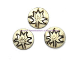 Ethnic Tibetan Lotus Flower Design Bone Charm Pendant - Handmade Tribal Floral Bone Pendant - WM7929-1