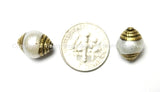 4 BEADS - Tibetan Pearl Beads with Brass Caps - Handmade Ethnic Nepal Tibetan Beads - B1412-4