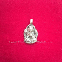 92.5 Sterling Silver Tibetan Green Tara Charm Pendant - Tara Amulet - Silver Tara Charm - Green Tara Pendant - Buddhist Jewelry - SS8019