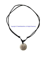 Handmade Tibetan Endless Knot Design Bone Pendant Necklace on Adjustable Cord - Boho Yoga Jewelry - HC166Y
