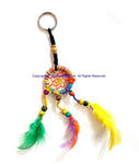 Handmade Dreamcatcher Beaded Charm Keyring Keychain with Colorful Feathers - HC167A10