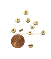 10 Beads 6mm-7mm Size Tibetan White Bone Beads with Metal Inlays- Tibetan Beads Inlaid White Bone Beads LPB12XSM-10
