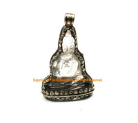 92.5 Sterling Silver Encased Carved Crystal Quartz Buddha Pendant - One of a Kind Handmade Pendant - Crystal Buddha Pendant - SS8022