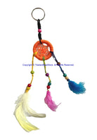 Handmade Dreamcatcher Beaded Charm Keyring Keychain with Colorful Feathers - HC167A2