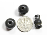 3 SETS - Tibetan Dark Black Bone Guru Bead Sets - Black Bone 3 Hole Guru Beads & Caps - Prayer Beads Mala Supplies- GB45-3
