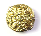 LARGE Tibetan Bead - Repousse Carved Double Vajra Round Brass Tibetan Focal Pendant Bead - 1 BEAD - B2423-1