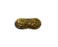 Repousse Carved Brass Floral Design Curved Unique Shape Focal Pendant Tibetan Bead - 1 BEAD - Ethnic Tribal Nepalese Tibetan Beads - B2469R-1