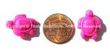 3 BEADS - Fuschia Pink Howlite Carved Turtle Charm Beads - Tortoise Turtle Beads - Charms, Beads, Findings - Small Turtle Beads - B2742F-3