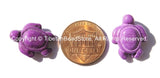 4 BEADS - Purple Howlite Carved Turtle Charm Beads - Swimming Turtle Bead Charms - Charms, Beads, Findings - Small Turtle Beads - B2742P-4