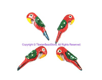 2 BEADS Handmade Red Parrot Beads - Handmade Bird Beads - Wooden Parrot Bird Handmade Painted Beads - B3231-2
