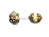 2 BEADS Ethnic Tibetan Antiqued Naga Conch Shell Beads with Tibetan Silver Metal Caps - Shell Beads Tibetan Beads - B3505-2