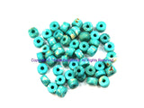 50 BEADS Light Blue Bone Beads- Handmade Beads Ethnic Blue & White Bone Beads Tibetan Bead Store - B3220-50