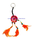 Handmade Dreamcatcher Beaded Charm Keyring Keychain with Colorful Feathers - HC167A20