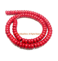 8mm Red Color Rondelle Flat Disc Beads - 1 STRAND 8mm x 4mm Size Red Beads Roundelle Beads - 15 Inches - Approx 90 Beads Per Strand - GM90