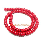 8mm Red Color Rondelle Flat Disc Beads - 1 STRAND 8mm x 4mm Size Red Beads Roundelle Beads - 15 Inches - Approx 90 Beads Per Strand - GM90