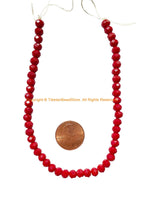 Faceted Rondelle Coral Red Jade Gemstone Beads 4mm x 6mm Size Beads - Gemstone Beads Strand - Spacer Beads Gemstone Beads - GS32