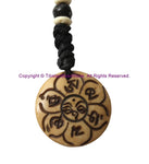 Ethnic Handmade Carved Om Mani Mantra Lotus Yin Yang Design Keychain Keyring - Handmade Ethnic Keychains - KC96