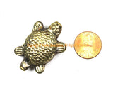 LARGE Tibetan Metal Turtle Bead - 1 BEAD - Unique Ethnic Tribal Repousse Tibetan Silver Focal Animal Beads - B3512-1