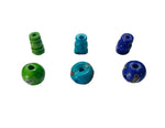 3 SETS - Inlaid Green, Blue, Lapis Blue Tibetan Guru Bead Sets - Tibetan Handmade Guru Beads & Caps - Mala Making Supply - GB100D-3