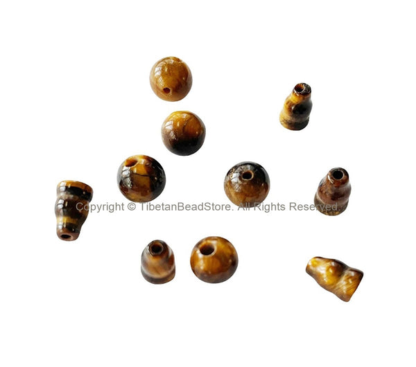 2 SETS - Tigers Eye Guru Bead Sets - Tibetan Guru Beads - Mala Making Supply- 3 Hole Guru Bead- Tibetan Tigers Eye Guru Bead Sets - GB21S-2