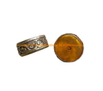 1 BEAD - Tibetan Amber Color Resin Beads with Repousse Tibetan Silver Rings - Ethnic Nepal Tibetan Tribal Beads - B1030B-1