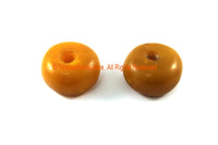 2 BEADS - BIG Tibetan Amber Copal Resin Beads - Ethnic Tribal Honey Amber Color Resin Beads - B3308-2 - TibetanBeadStore