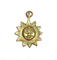 2 CHARMS Solid Brass Sun Charm Pendants - Nepal Tibetan Yoga Jewelry Surya Small Sun Charm - TibetanBeadStore Handmade Jewelry - WM3994S-2